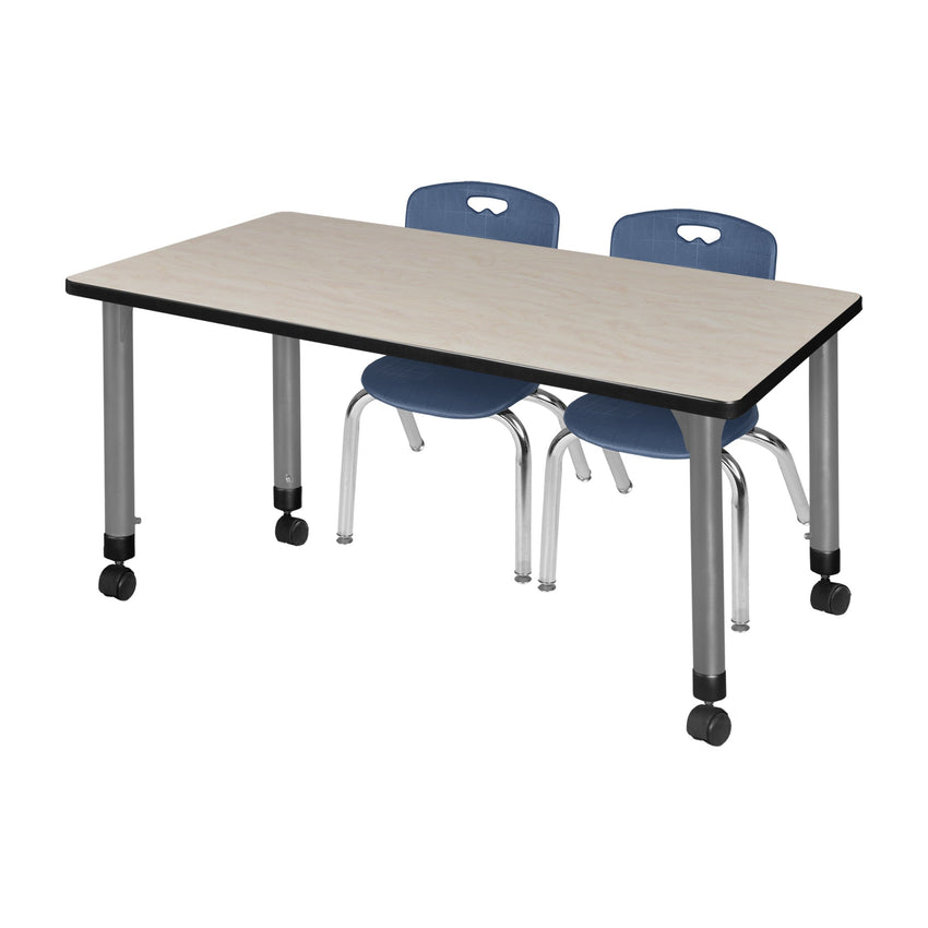 Regency Kee 66 x 30 in. Adjustable Classroom Table & 2 Andy 12 in. Stack Chairs - SchoolOutlet