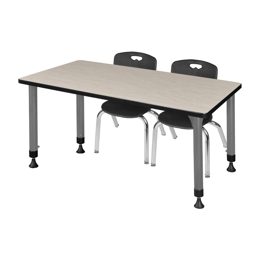 Regency Kee 66 x 30 in. Adjustable Classroom Table & 2 Andy 12 in. Stack Chairs - SchoolOutlet