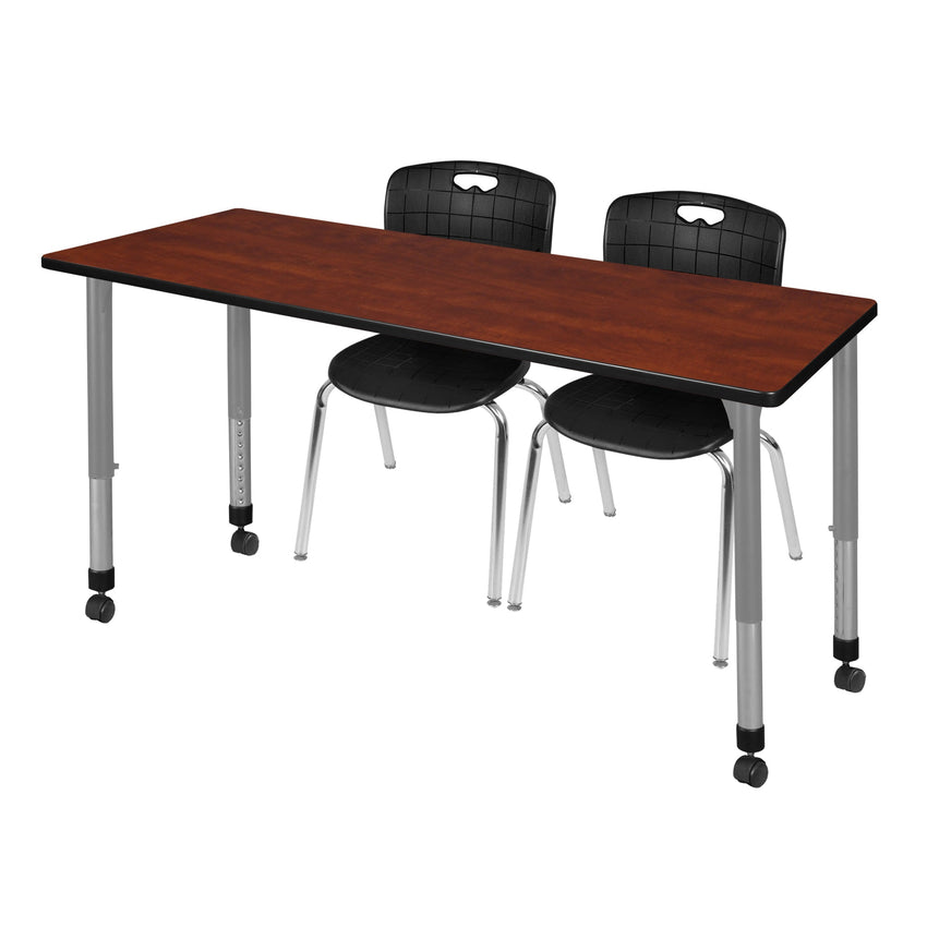 Regency Kee 72 x 24 in. Adjustable Classroom Table & 2 Andy 18 in. Stack Chairs - SchoolOutlet