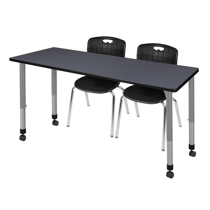 Regency Kee 72 x 24 in. Adjustable Classroom Table & 2 Andy 18 in. Stack Chairs - SchoolOutlet