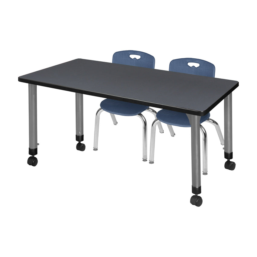Regency Kee 72 x 30 in. Adjustable Classroom Table & 2 Andy 12 in. Stack Chairs - SchoolOutlet