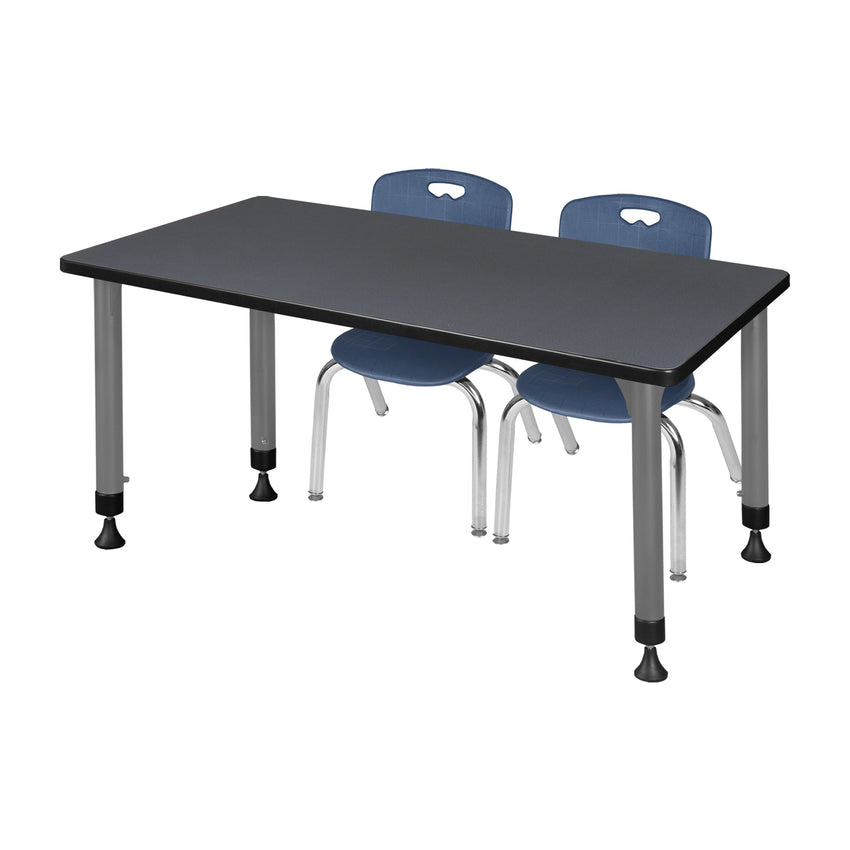 Regency Kee 72 x 30 in. Adjustable Classroom Table & 2 Andy 12 in. Stack Chairs - SchoolOutlet