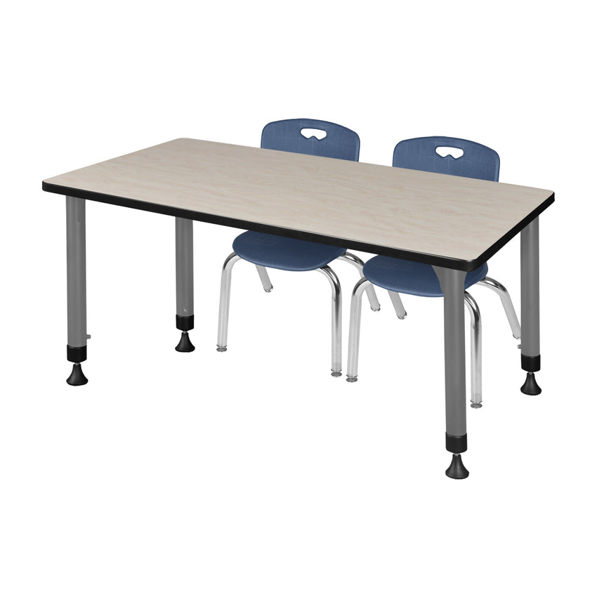 Regency Kee 72 x 30 in. Adjustable Classroom Table & 2 Andy 12 in. Stack Chairs - SchoolOutlet