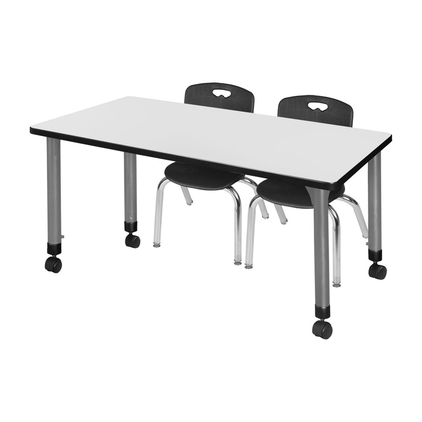 Regency Kee 72 x 30 in. Adjustable Classroom Table & 2 Andy 12 in. Stack Chairs - SchoolOutlet