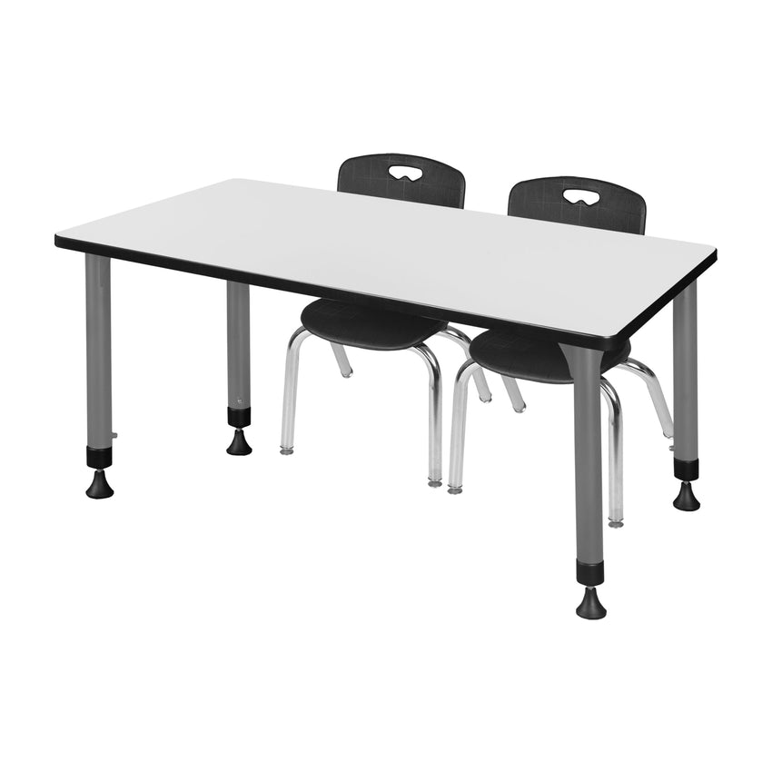 Regency Kee 72 x 30 in. Adjustable Classroom Table & 2 Andy 12 in. Stack Chairs - SchoolOutlet