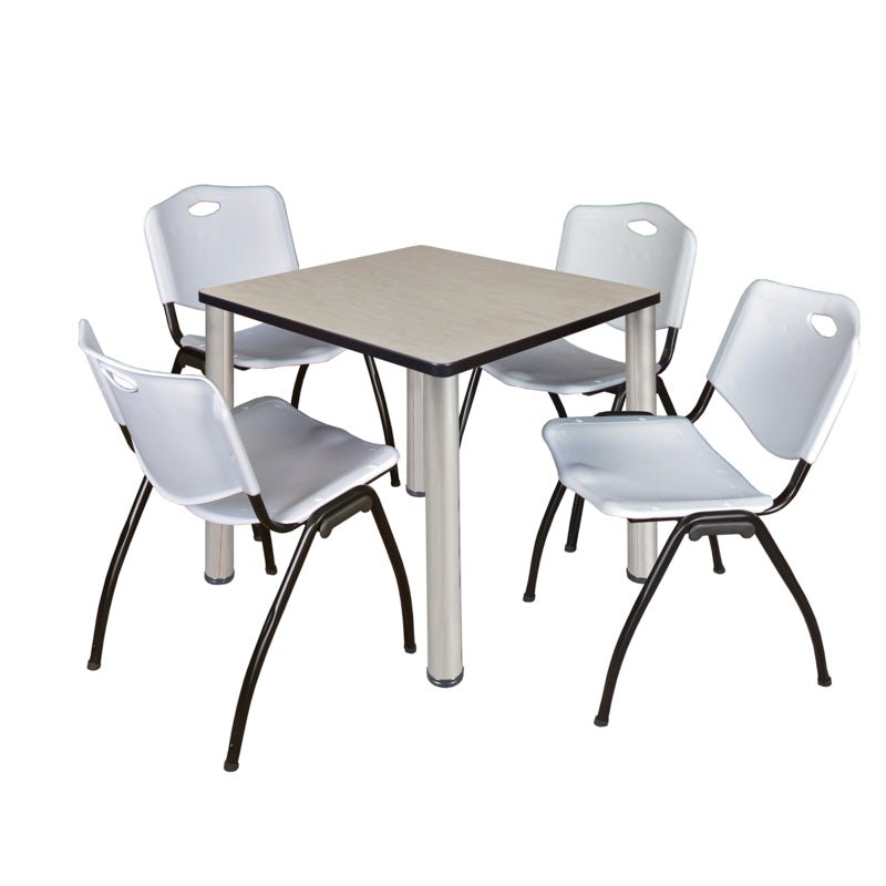 Regency Kee Breakroom Square Table with 4 M Stack Chairs 30" W x 30" D x 29" H (REG - TB3030P4 - 47) - SchoolOutlet
