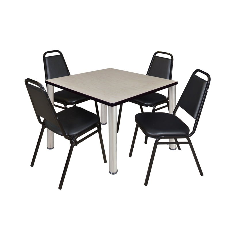 Regency Kee Versatile Breakroom Table and 4 Restaurant Stack Chairs 36" W x 36" D x 29" H (REG - TB3636P - 29) - SchoolOutlet