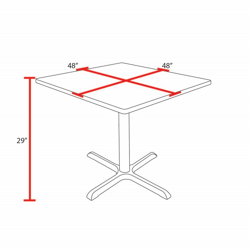 Regency Cain 48 in. Large Square X - Base Breakroom Table - SchoolOutlet