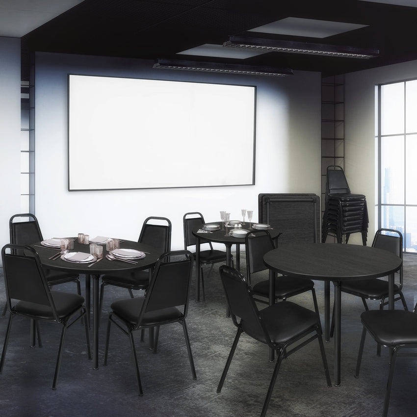 Regency Kee 30 in. Small Round Breakroom Table, Black Folding Legs - SchoolOutlet