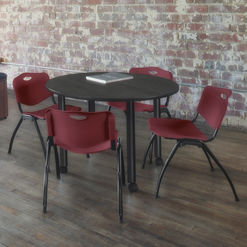 Regency Kee Medium 42 in. Round Breakroom Table, Black Mobile Legs - SchoolOutlet