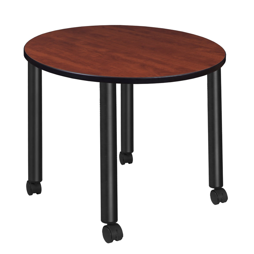 Regency Kee Medium 42 in. Round Breakroom Table, Black Mobile Legs - SchoolOutlet
