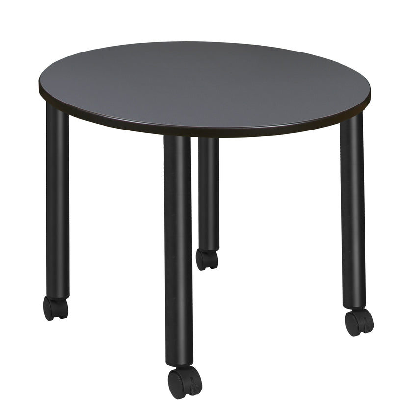 Regency Kee Medium 42 in. Round Breakroom Table, Black Mobile Legs - SchoolOutlet