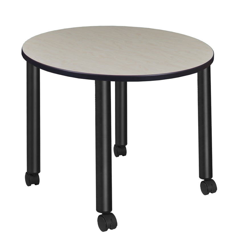 Regency Kee Medium 42 in. Round Breakroom Table, Black Mobile Legs - SchoolOutlet