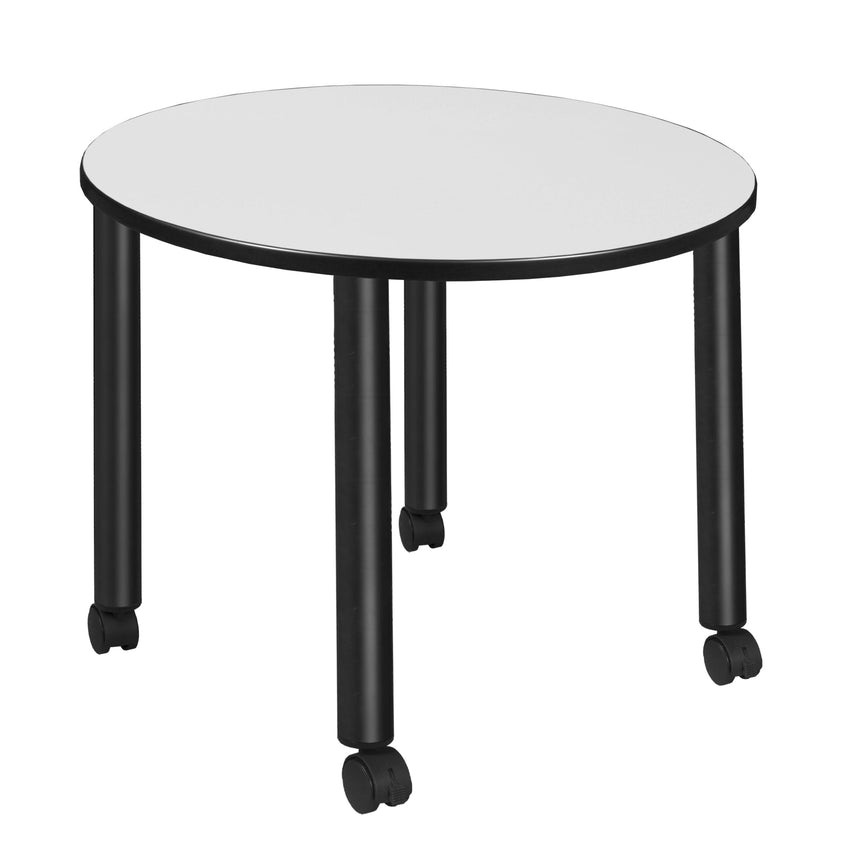 Regency Kee Medium 42 in. Round Breakroom Table, Black Mobile Legs - SchoolOutlet