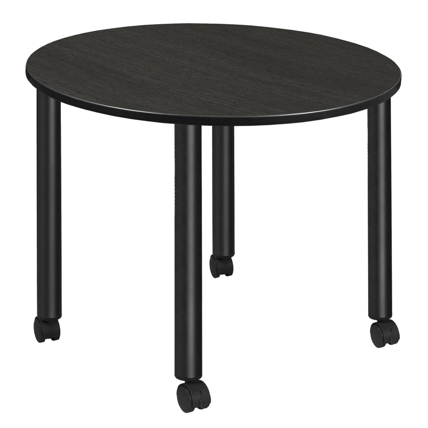 Regency Kee Large 48 in. Round Breakroom Table, Black Mobile Legs - SchoolOutlet