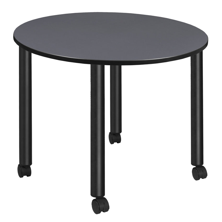 Regency Kee Large 48 in. Round Breakroom Table, Black Mobile Legs - SchoolOutlet