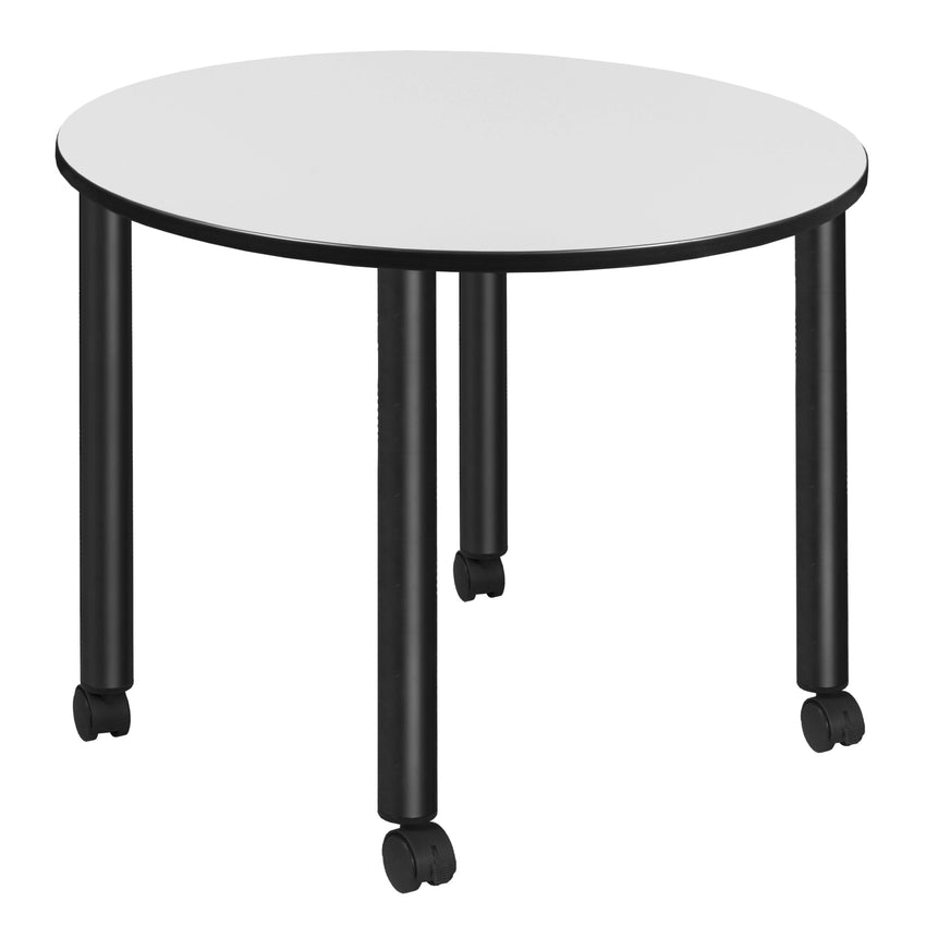 Regency Kee Large 48 in. Round Breakroom Table, Black Mobile Legs - SchoolOutlet