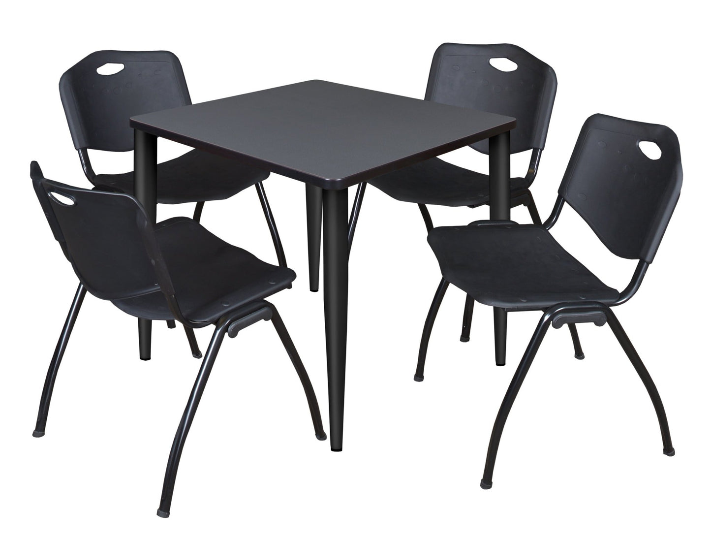 Regency Kahlo 30 in. Square Breakroom Table & 4 M Stack Chairs - SchoolOutlet