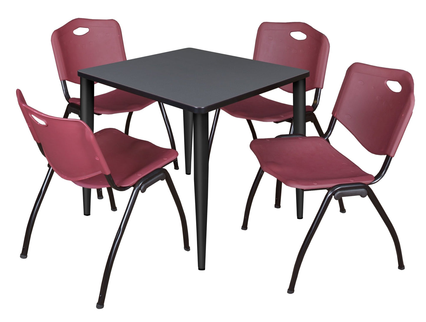 Regency Kahlo 30 in. Square Breakroom Table & 4 M Stack Chairs - SchoolOutlet