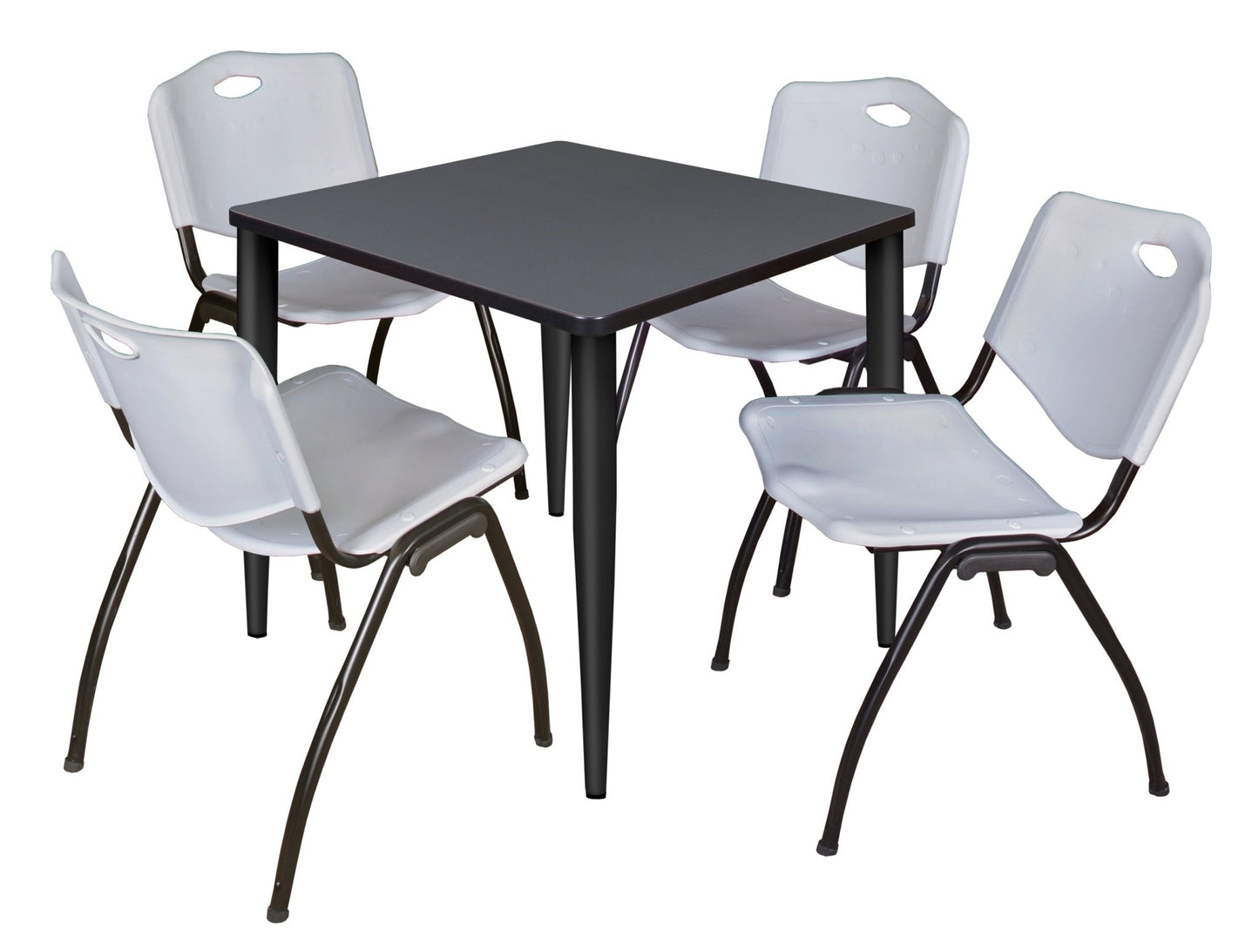 Regency Kahlo 30 in. Square Breakroom Table & 4 M Stack Chairs - SchoolOutlet