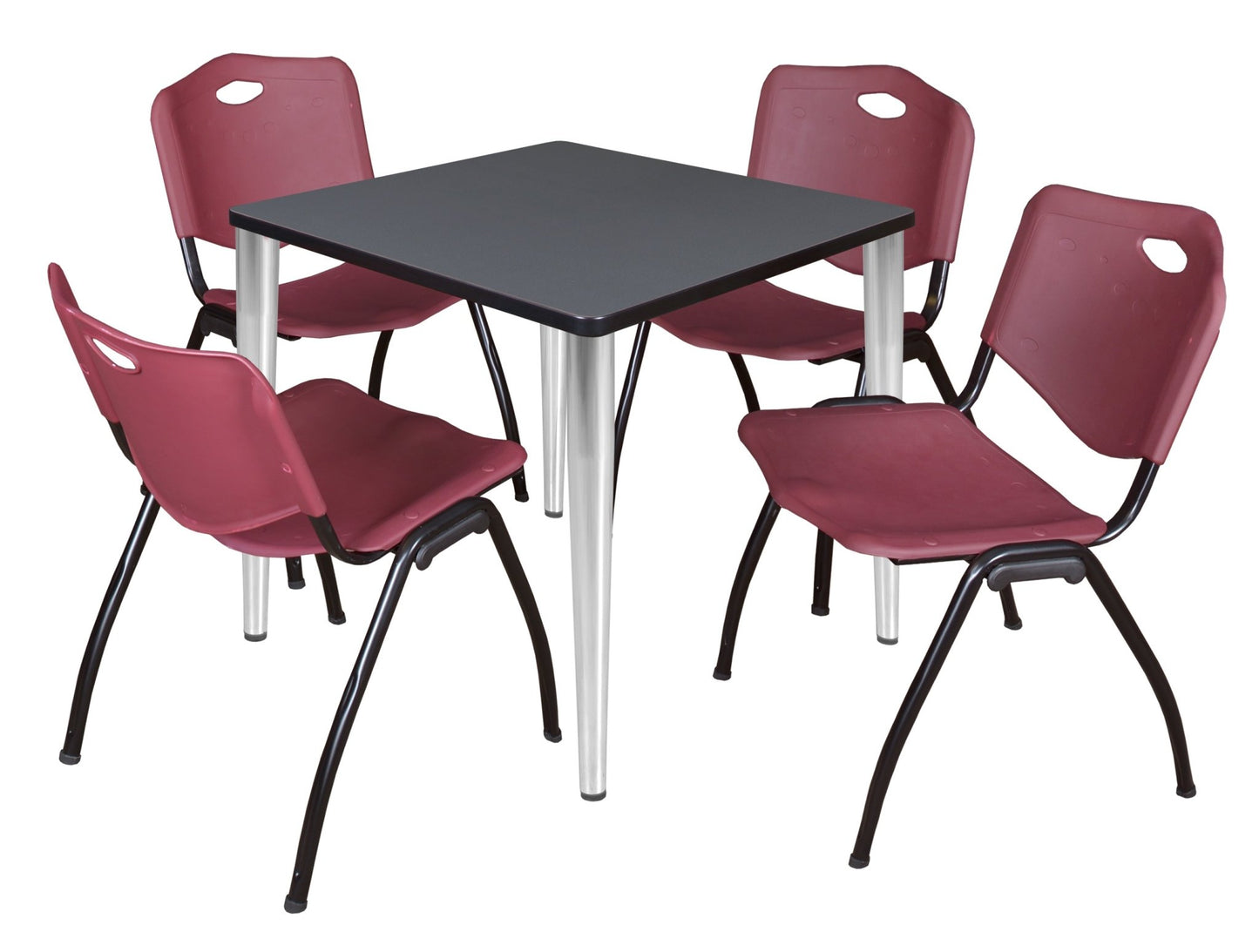 Regency Kahlo 30 in. Square Breakroom Table & 4 M Stack Chairs - SchoolOutlet