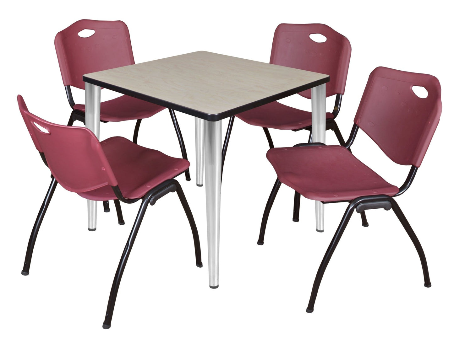 Regency Kahlo 30 in. Square Breakroom Table & 4 M Stack Chairs - SchoolOutlet