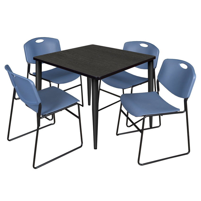 Regency Kahlo 36 in. Square Breakroom Table & 4 Zeng Stack Chairs - SchoolOutlet