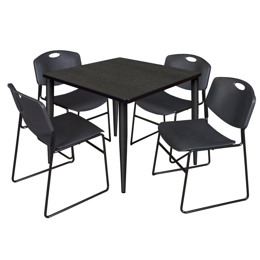 Regency Kahlo 36 in. Square Breakroom Table & 4 Zeng Stack Chairs - SchoolOutlet