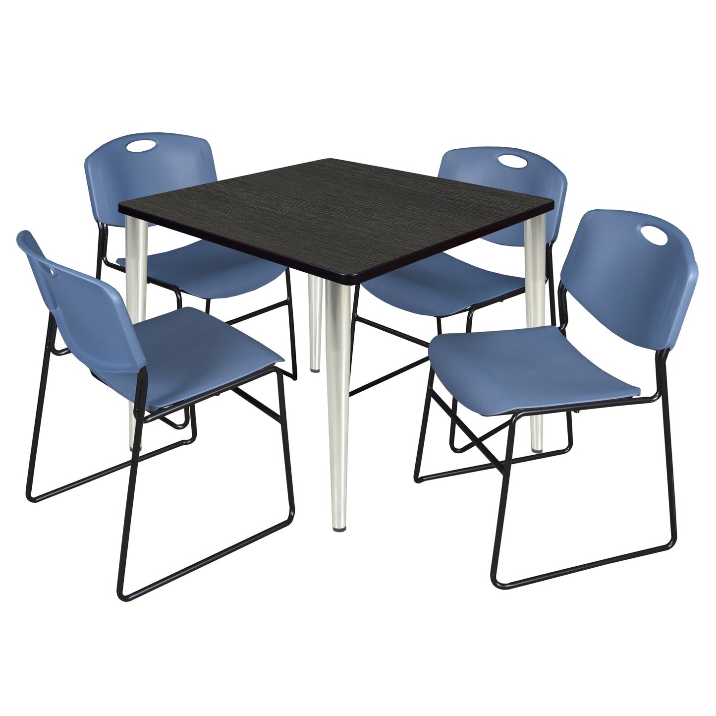 Regency Kahlo 36 in. Square Breakroom Table & 4 Zeng Stack Chairs - SchoolOutlet