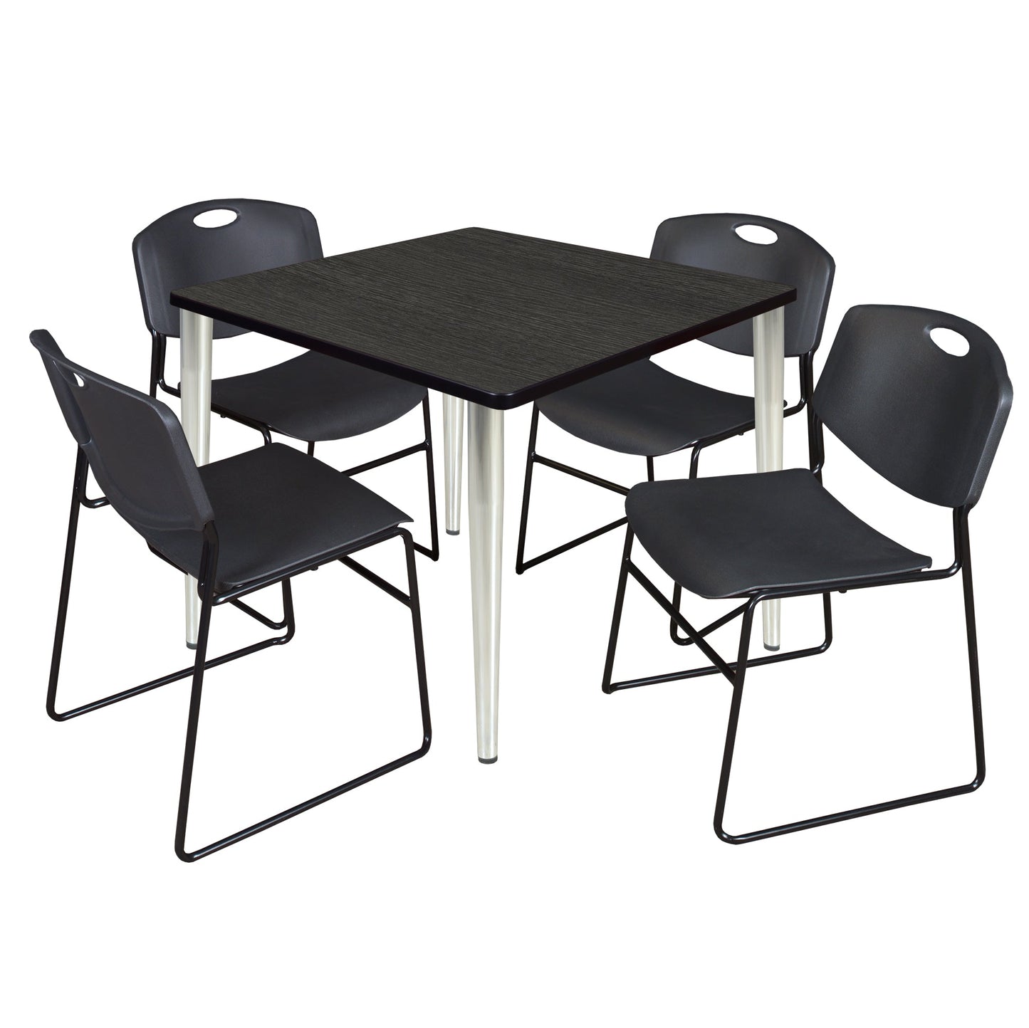 Regency Kahlo 36 in. Square Breakroom Table & 4 Zeng Stack Chairs - SchoolOutlet