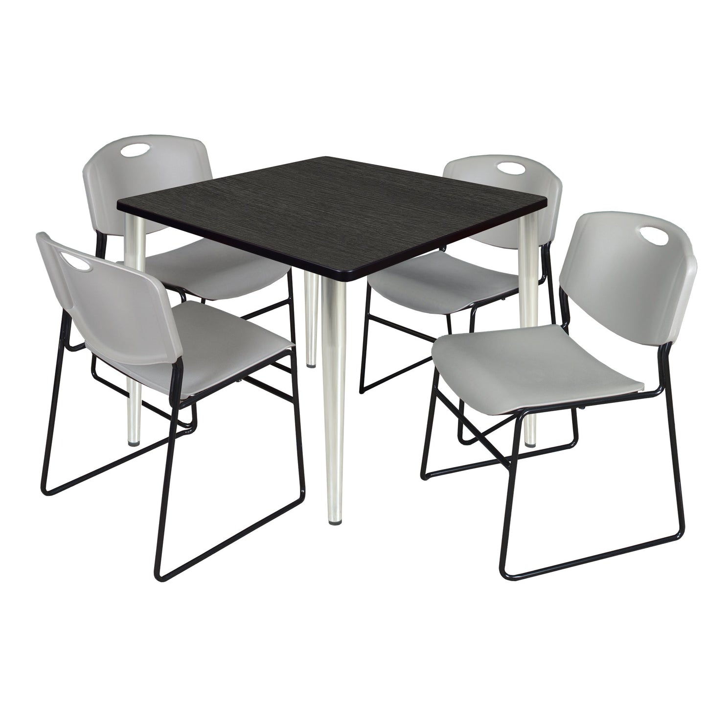 Regency Kahlo 36 in. Square Breakroom Table & 4 Zeng Stack Chairs - SchoolOutlet