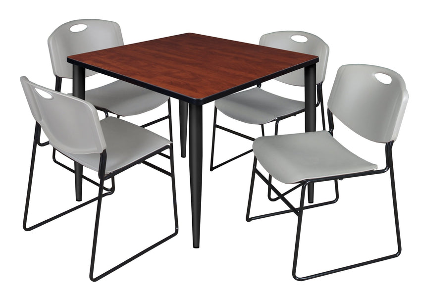 Regency Kahlo 36 in. Square Breakroom Table & 4 Zeng Stack Chairs - SchoolOutlet
