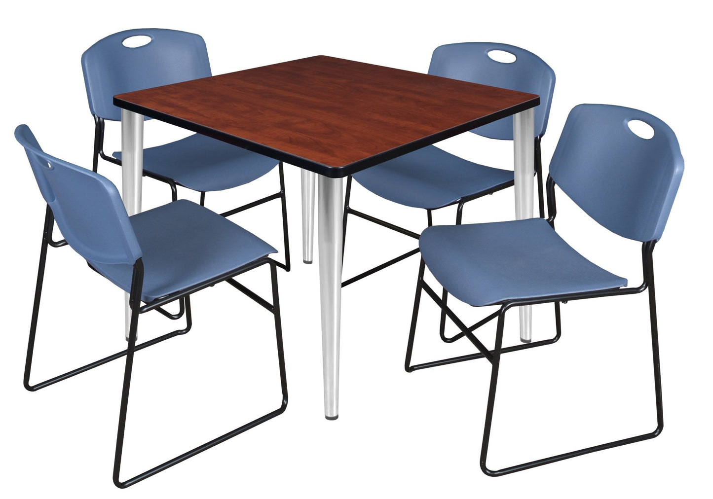 Regency Kahlo 36 in. Square Breakroom Table & 4 Zeng Stack Chairs - SchoolOutlet