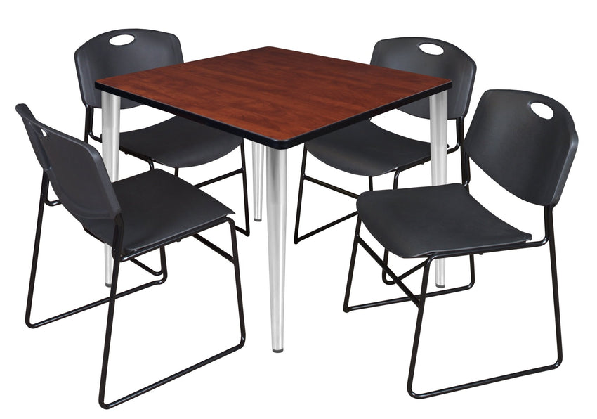 Regency Kahlo 36 in. Square Breakroom Table & 4 Zeng Stack Chairs - SchoolOutlet