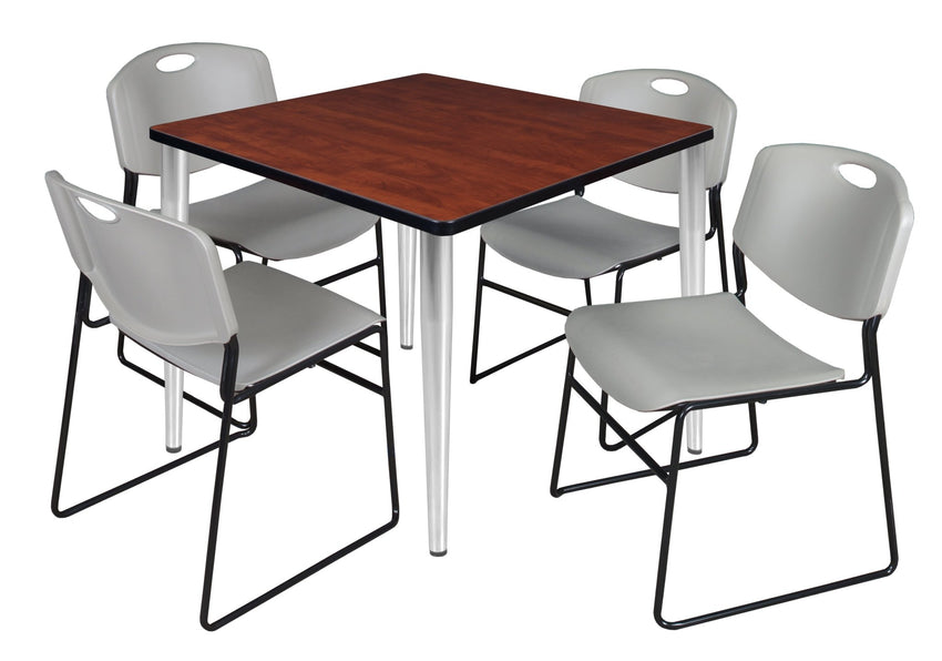 Regency Kahlo 36 in. Square Breakroom Table & 4 Zeng Stack Chairs - SchoolOutlet