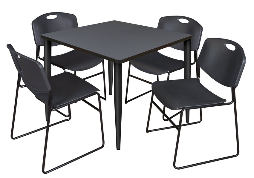 Regency Kahlo 36 in. Square Breakroom Table & 4 Zeng Stack Chairs - SchoolOutlet