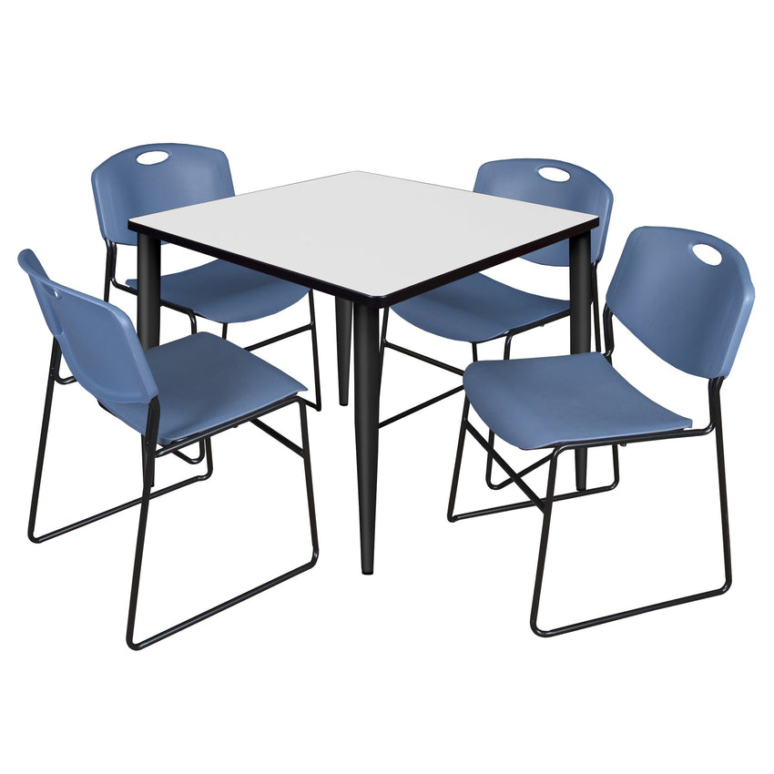 Regency Kahlo 36 in. Square Breakroom Table & 4 Zeng Stack Chairs - SchoolOutlet