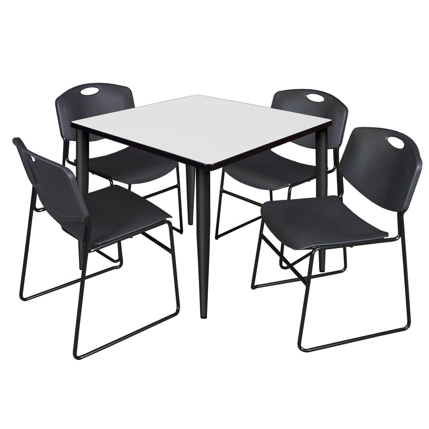 Regency Kahlo 36 in. Square Breakroom Table & 4 Zeng Stack Chairs - SchoolOutlet