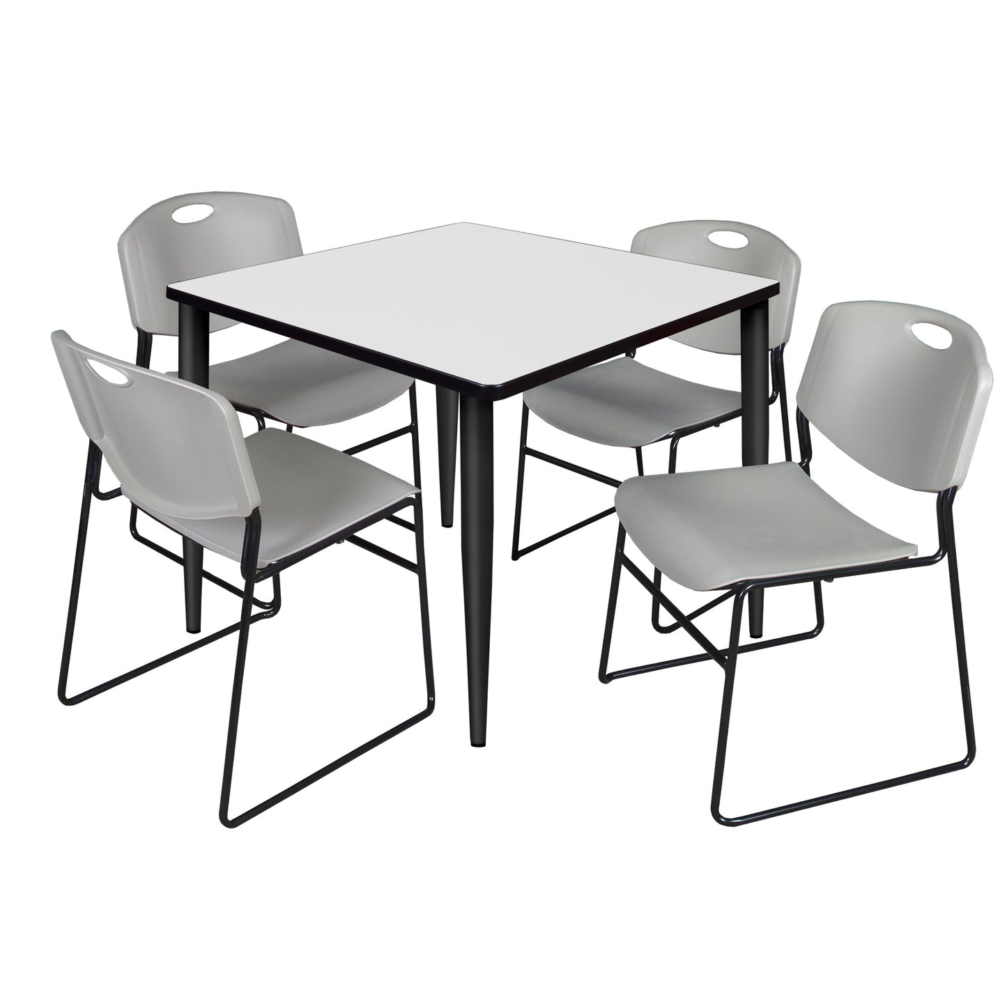 Regency Kahlo 36 in. Square Breakroom Table & 4 Zeng Stack Chairs - SchoolOutlet