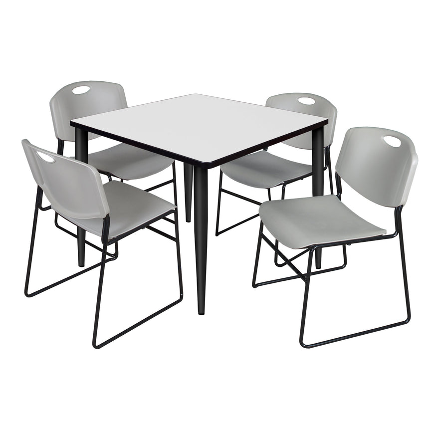 Regency Kahlo 36 in. Square Breakroom Table & 4 Zeng Stack Chairs - SchoolOutlet
