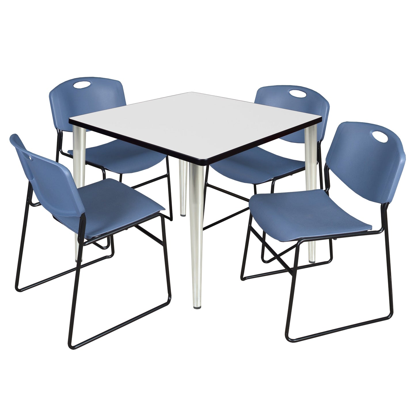 Regency Kahlo 36 in. Square Breakroom Table & 4 Zeng Stack Chairs - SchoolOutlet