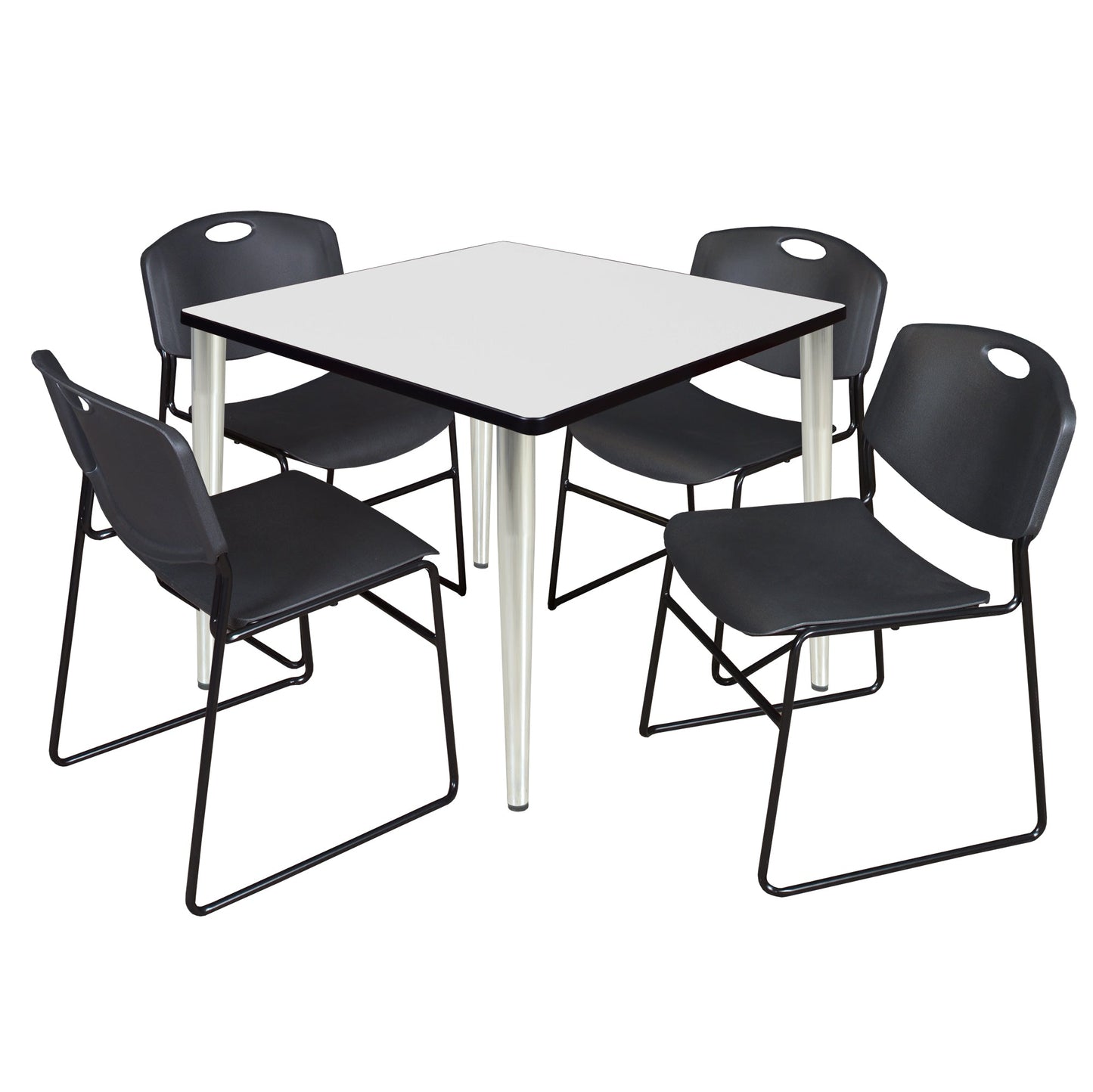 Regency Kahlo 36 in. Square Breakroom Table & 4 Zeng Stack Chairs - SchoolOutlet