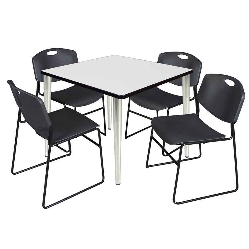 Regency Kahlo 36 in. Square Breakroom Table & 4 Zeng Stack Chairs - SchoolOutlet