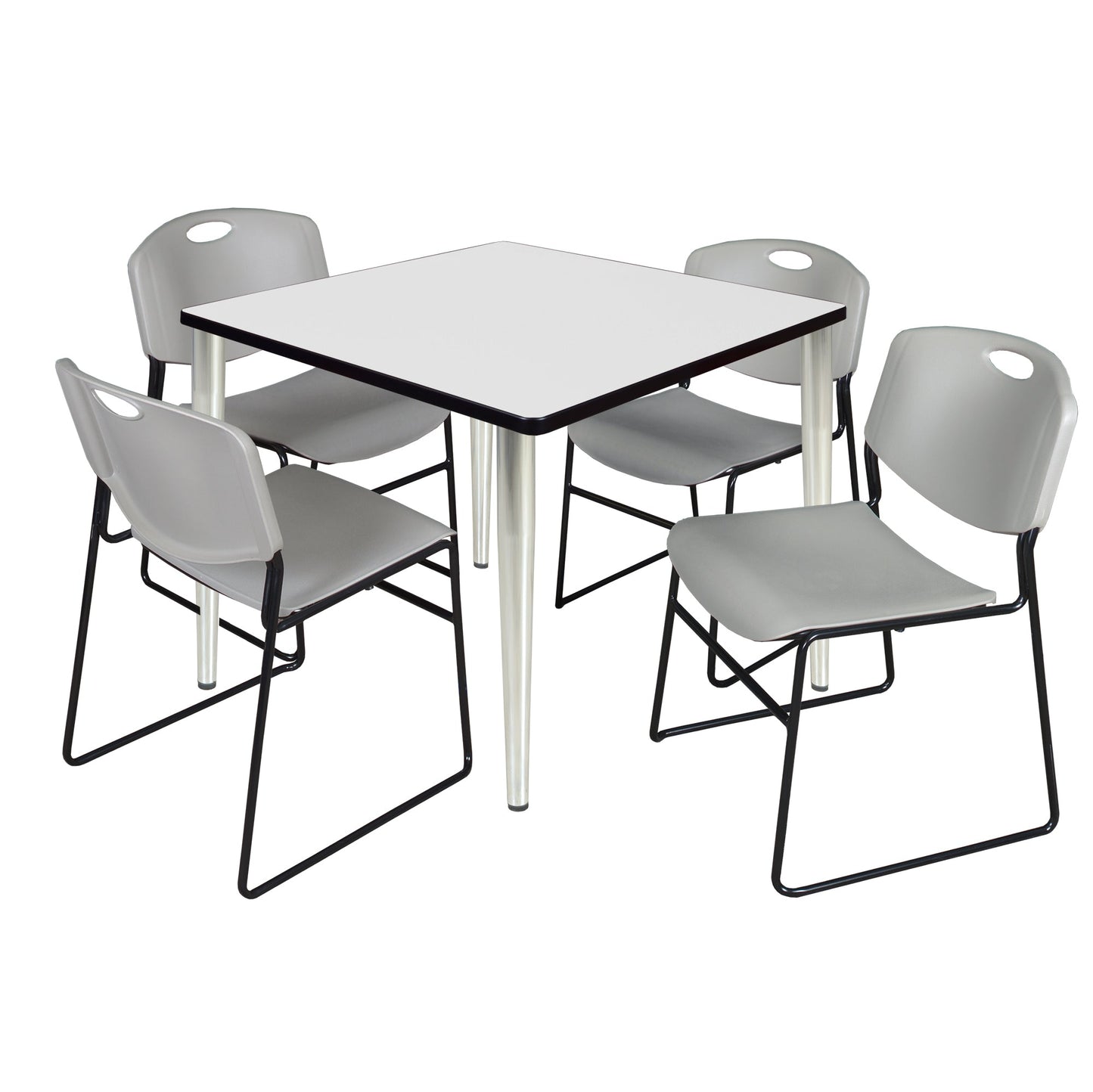 Regency Kahlo 36 in. Square Breakroom Table & 4 Zeng Stack Chairs - SchoolOutlet