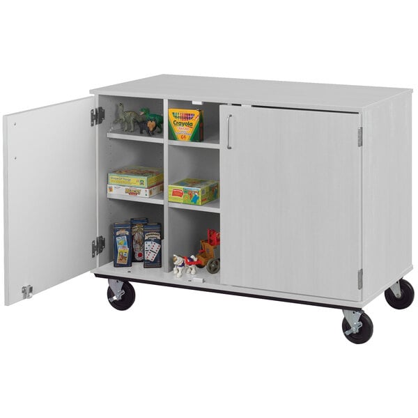 36" Assembled Mobile Cubbie Storage Cart with Locking Doors (80240 F36) - SchoolOutlet