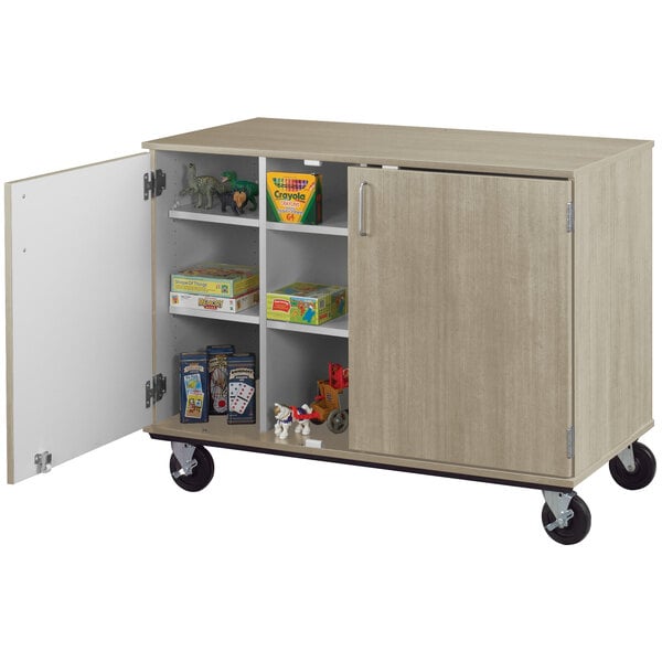 36" Assembled Mobile Cubbie Storage Cart with Locking Doors (80240 F36) - SchoolOutlet