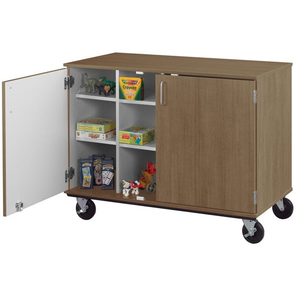 36" Assembled Mobile Cubbie Storage Cart with Locking Doors (80240 F36) - SchoolOutlet