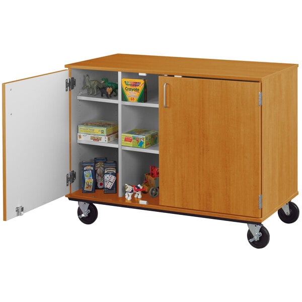 36" Assembled Mobile Cubbie Storage Cart with Locking Doors (80240 F36) - SchoolOutlet