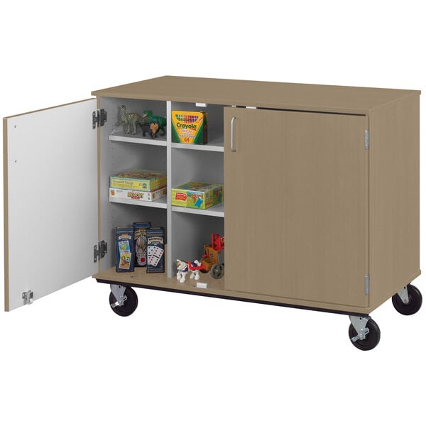 36" Assembled Mobile Cubbie Storage Cart with Locking Doors (80240 F36) - SchoolOutlet