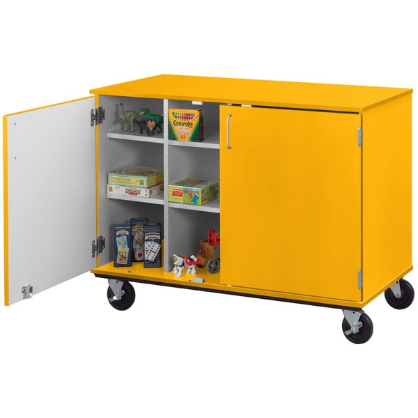 36" Assembled Mobile Cubbie Storage Cart with Locking Doors (80240 F36) - SchoolOutlet